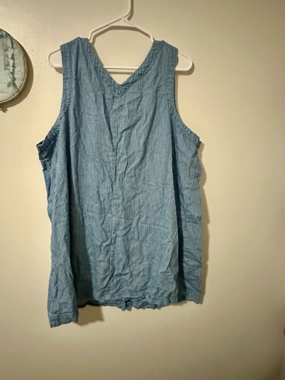 Old Navy Light Blue and White Striped Sleeveless Button Dress - Picture 3 of 3